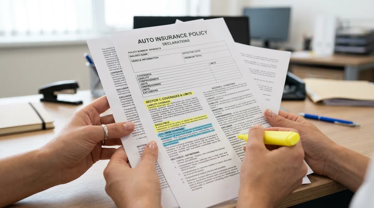 Zbliżenie na dokument polisy używane w modułach interpretacyjnych